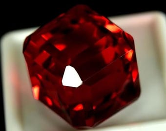 Natural Red Spinel Gemstone | 30+ Ct Cube Box Cut, GIE Certified
