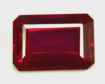 8+ CT Mozambique Red Ruby Gemstone | GIE Certified Emerald Cut Stone