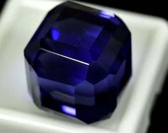 Natural Blue Tanzanite 37.80 Ct Cube Box Cut | GIE Certified Loose Gemstone for Jewelry Crafting, Custom Design & Luxury Gift