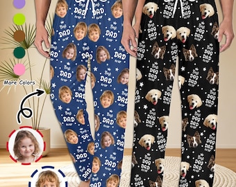 Custom Face Pajama Pants, Personalized Photo Sleep Pants, Best Dad Ever, Father's Day Gifts for Dad