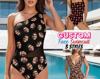Personalized Face Swimsuit, Customized Photo Swimwear Bikini, Bachelorette/Birthday Gift