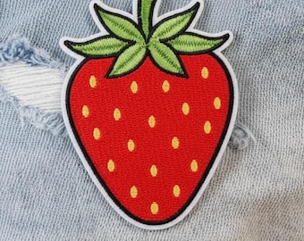 trawberry Embroidered Patch – Cute Fruit Iron-On Patch for Jackets