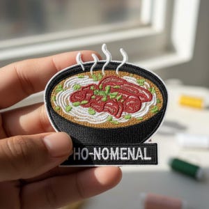 Pho-nomenal Embroidered Patch – Vietnamese Pho Bowl Iron-On Patch