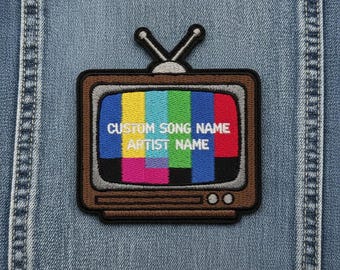 Embroidered TV Test Card Iron-On Patch - Retro Television Badge For Jackets, Bags