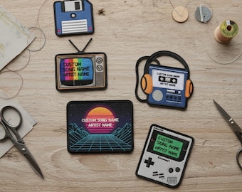 Bestickter Aufnäher mit Retro-Kassettenrekorder