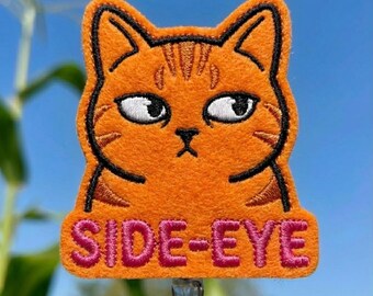 Side Eye Cat Embroidered Patch – Funny Orange Cat Iron On Patch
