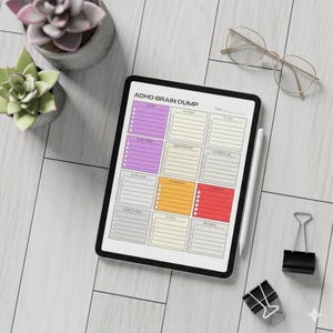 ADHD Brain Dump Planner, dagelijkse takenlijst, helper executieve functies (pdf-download)