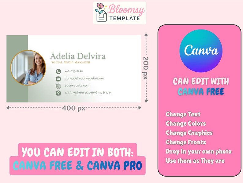 Editable Email Signature Canva Template - Modern Business Email ...