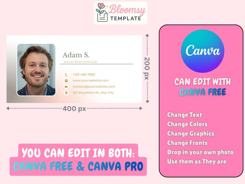 Editable Email Signature Canva Template - Modern Business Email ...