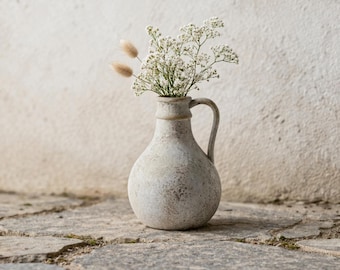 Rustikale Keramik Krug Vase, Bauernhaus Neutral Keramik Dekor, Cottagecore Home