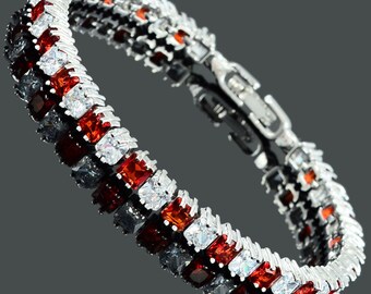 RIZILIA Ice Cube Tennis Bracelet • 4×4mm Princess Cut CZ • 18K White Gold Plated 7"