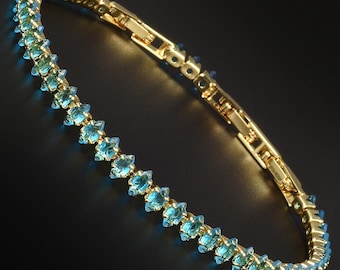 RIZILIA 2.5mm Marquise Rainbow Tennis Bracelet • CZ • 14K Gold Plated