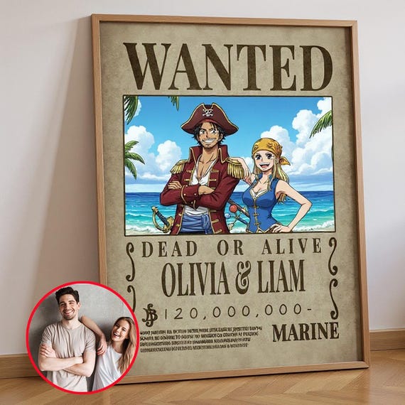 Custom One Piece Wanted Poster | Personalized Anime Bounty Poster from Photo | Gift for Anime Fans & Cosplayers