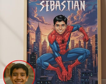 Spider-Man Style Poster | Personalized Comic Art from Photo | Superhero Wall Art Gift for Kids or Adults