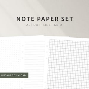Printable 5mm Dot Grid, Lined & Graph Paper Bundle | Minimalist Digital Planner Inserts | Bullet Journal Refill | A4 A5 Letter Size PDF