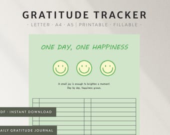 Diario della gratitudine quotidiano stampabile / Registro minimalista in formato A5 A4 (download PDF)