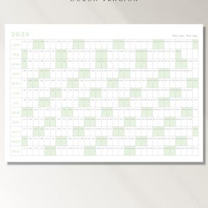 Minimal 2026 Yearly Calendar | One Page Year at a Glance | Large Wall Calendar Printable | A1 A2 A3 Giant Calendar PDF | Digital Download image 3