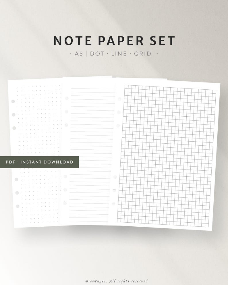 Printable 5mm Dot Grid, Lined & Graph Paper Bundle | Minimalist Digital ...