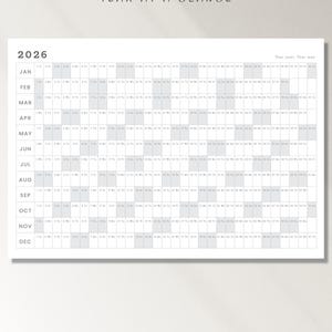 Minimal 2026 Yearly Calendar | One Page Year at a Glance | Large Wall Calendar Printable | A1 A2 A3 Giant Calendar PDF | Digital Download image 4