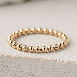 Bague en or jaune massif 14 carats : bague à empiler minimaliste