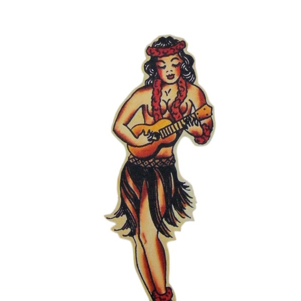 Flash - Tattoo - Hula - Girl -  Hawaii - Lady - Sailor Jerry - Pin Up - Retro - Stickers - Party - Favors - Vinyl - Crafts  - Lady - Large