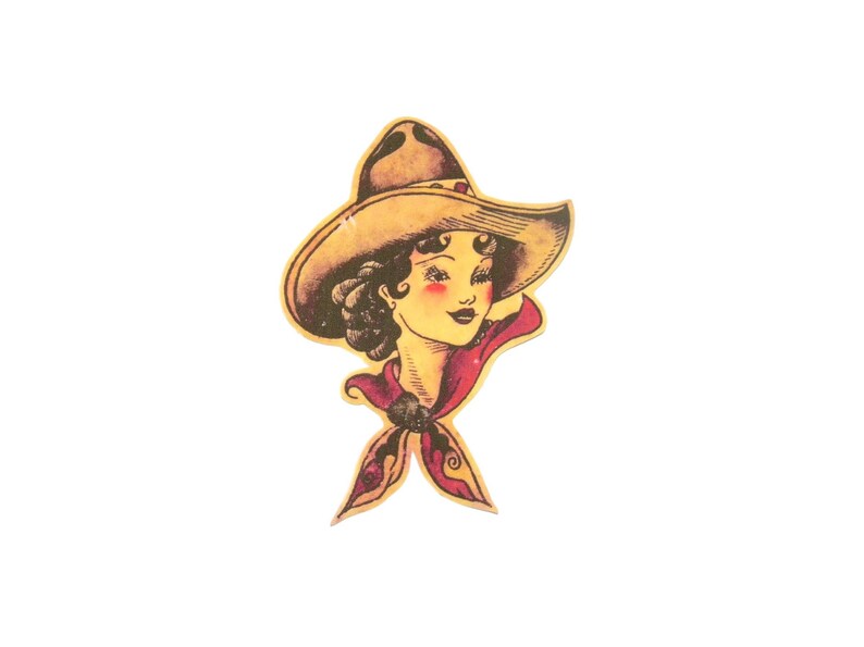 Sailor Jerry Patches Lady Fabric Appliques Cowgirl Vintage Art Western Cotton Tattoo Retro DIY Flash Iron On