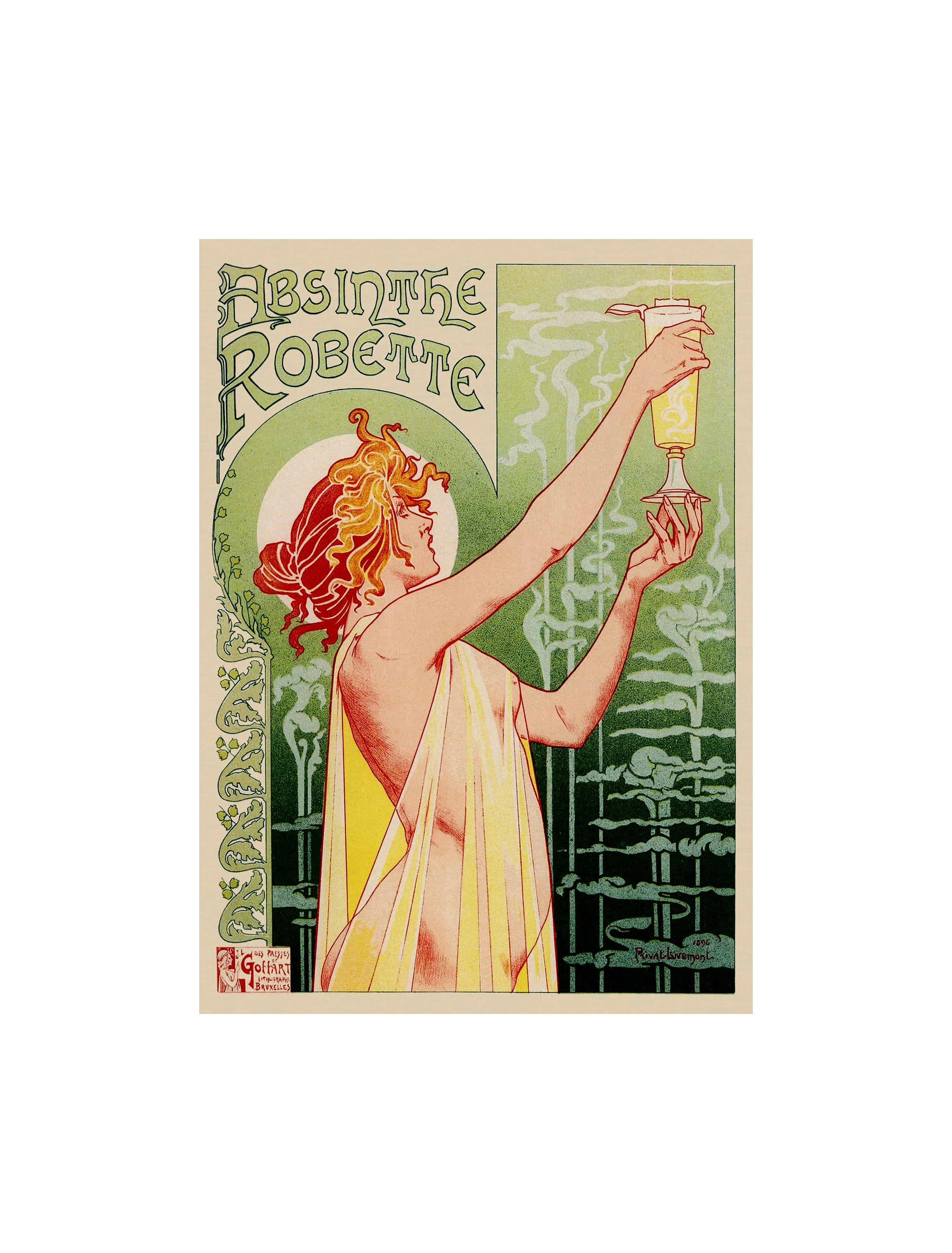 Absinthe Robette Advertisement Woman Green Vintage Etsy