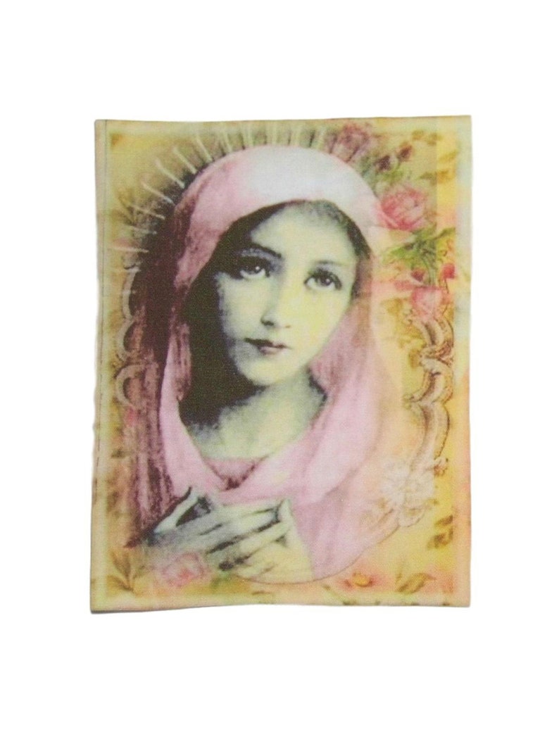 Virgin Mary Rose Prayer Card Iron on Patch Etsy