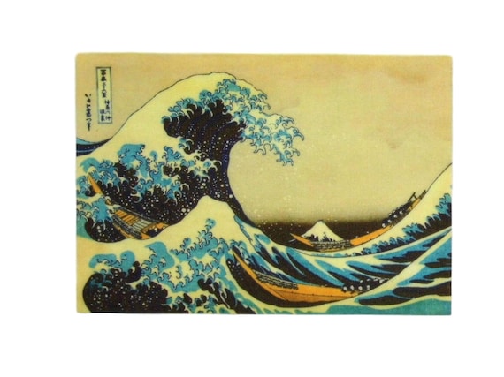 Clothing Patches Iron Sew On transfers Badge appliques Kanagawa Whale Wave Sea