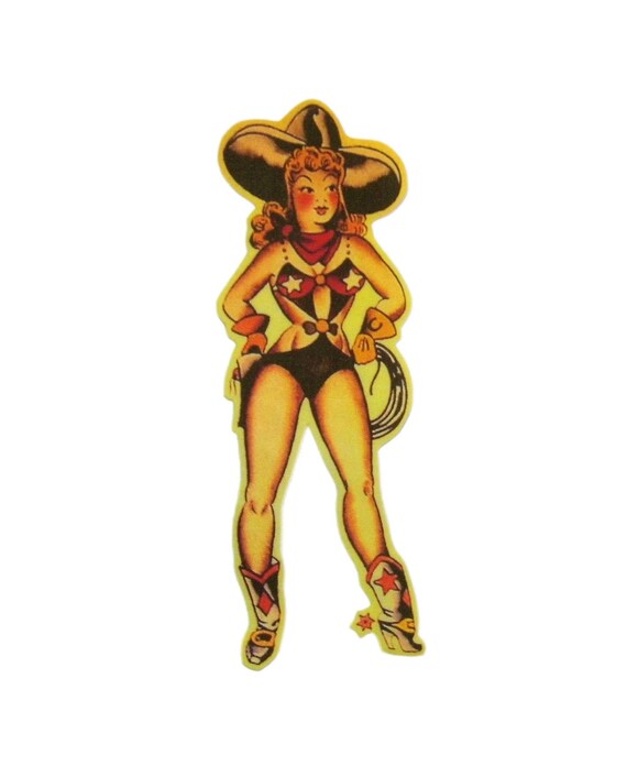 Cowgirl Western Flash Tattoo Sailor Jerry Pin Up Etsy