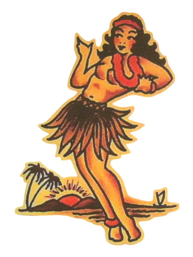 Hula Girl Sailor Jerry Lady Tattoo Flash Pin up Etsy Singapore