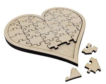 DIGITAL FILE Heart Puzzle Template with Building Tray, Laser Cut File SVG, Beamo File, Glowforge, Laser Cut Template, Valentine's Day Puzzle