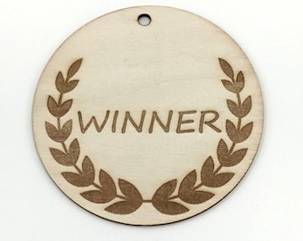 Custom Engraved Wooden Winner Medal, 3 inch