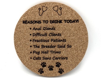 Veterinary Technician Cork Coaster, Funny Vet Tech Gift