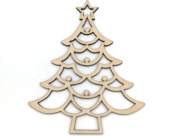 Archivo de corte SVG de árbol de Navidad, adorno de árbol en blanco, kit de archivo de corte de adorno, descarga digital decoración navideña diy, plantilla de corte láser de árbol de Navidad