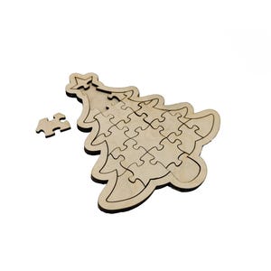 DIGITAL FILE Christmas Tree Puzzle Template with Building Tray, Laser Cut SVG, Beamo, Glowforge File, Laser Cut Template, Christmas Puzsle