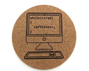 Software Engineer Coaster, Tired Caffeine - Drink Glass, Coding Humor, Computer Science Gift, Programmer Gift, Computer Programmer Glass