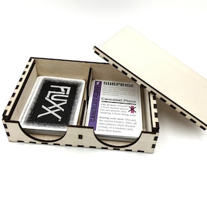 Fichier découpé au laser SVG, boîte pour tirage au sort, porte-cartes à jouer PNG, porte-cartes à jeter, fichier pour porte-cartes de jeu, fichier DXF
