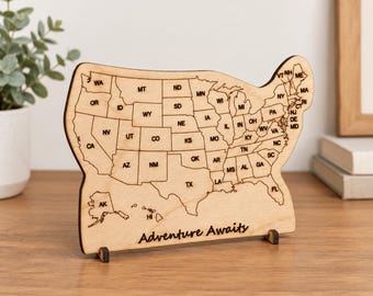 Personalized United States Travel Map Ornament – Custom Engraved Adventure Ornament – 50 States Travel Tracker – Road Trip Keepsake