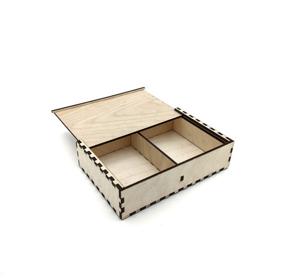 Slid Lid Craft Storage Box, Organization Box, Divided Compartment Storage Container, Two Compartment Storage, Wood Storage Box, Bead Storage