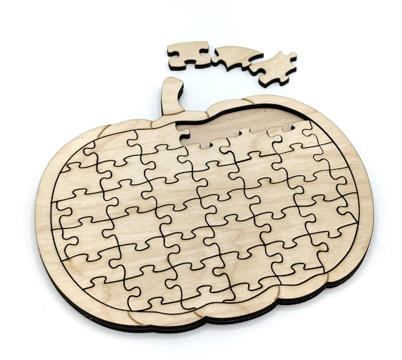 DIGITAL FILE Pumpkin Puzzle Template with Building Tray Bundle, Fall Puzzle Laser Cut File SVG, Glowforge File, Laser Project