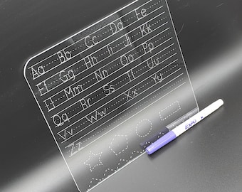 Alphabet Tracing SVG Laser Cut File for Glowforge or Beamo - Laser Cutter Artwork Vector File - Learn to Write PNG file - Beamo Beambox File