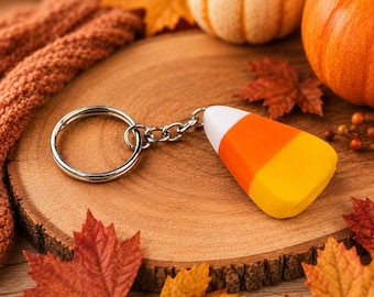 3D Printed Candy Corn Keychain, Halloween Charm
