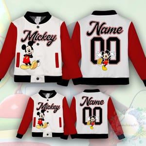 Disney Mickey Kids and Adult Baseball Jacket, Mickey Mouse Jacket, Matching Gift Birthday Boy Jacket, Mickey Kid Adult Jacket.