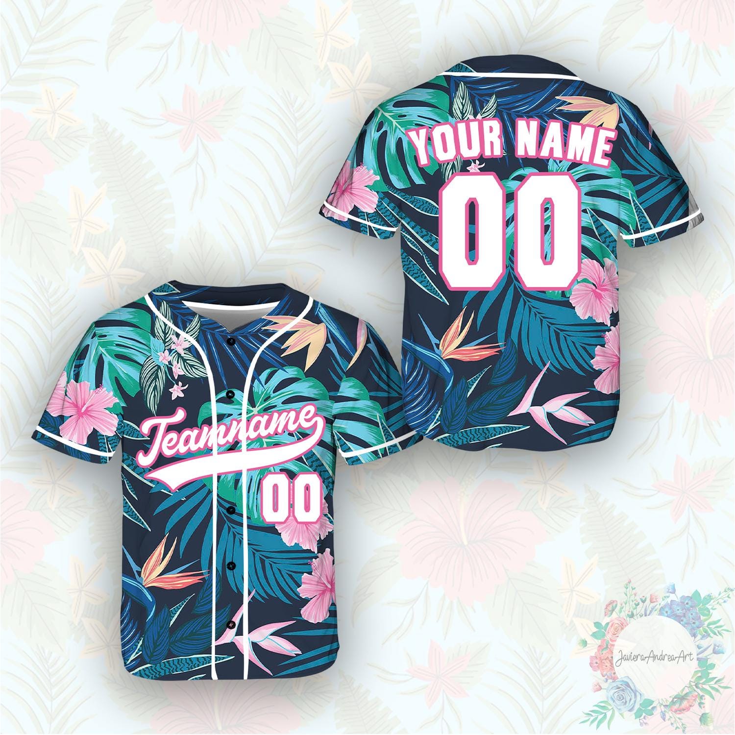 Discover Personalized Hawaiian Baseball Jersey With Team Name Number, Custom Hawaii Floral Shirt