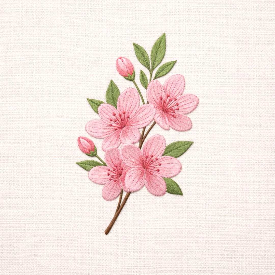 Cherry Blossom Sakura Embroidery Design Floral Branch Spring Stitch ...