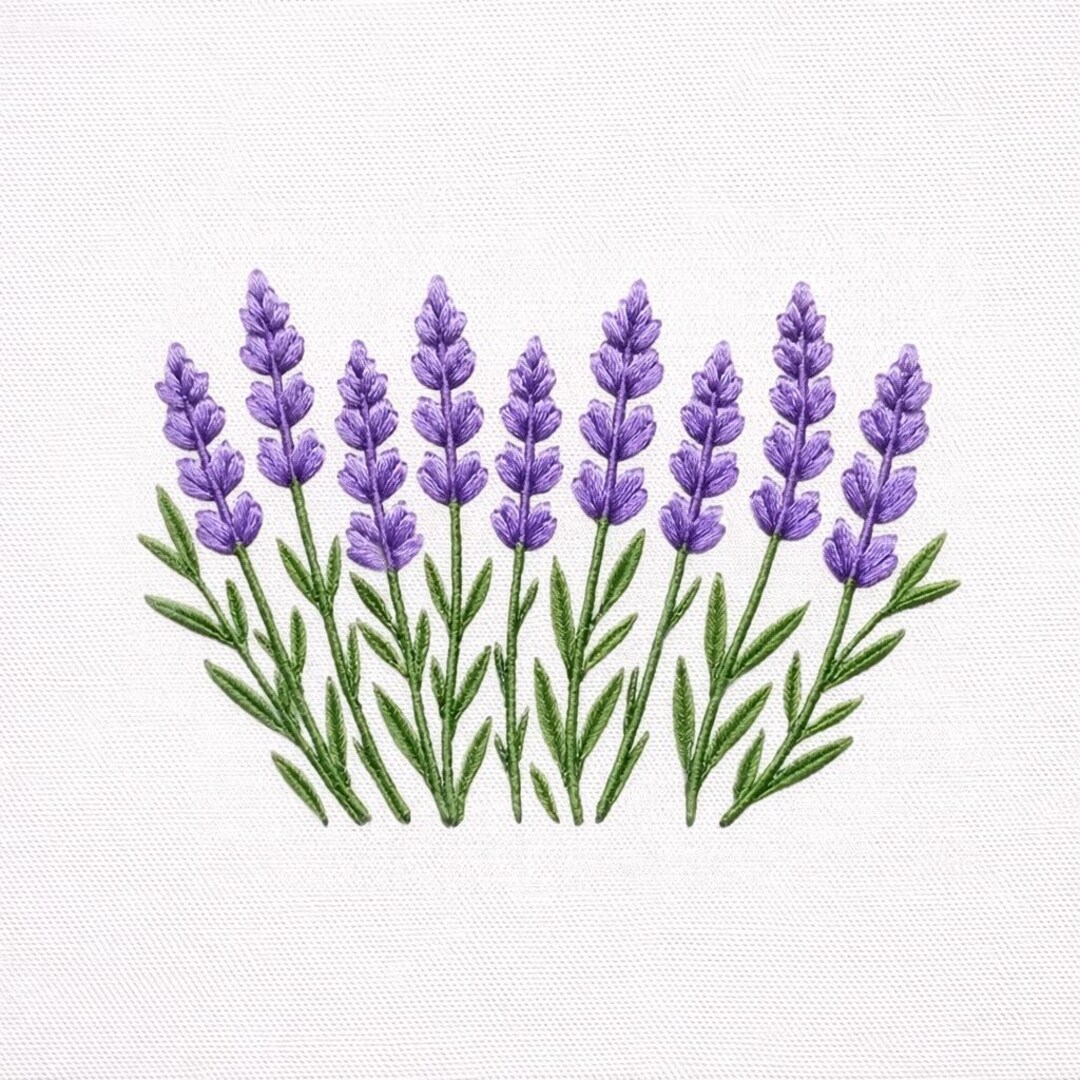 Lavender Embroidery Design Floral Line Wildflowers Botanical Minimalist ...