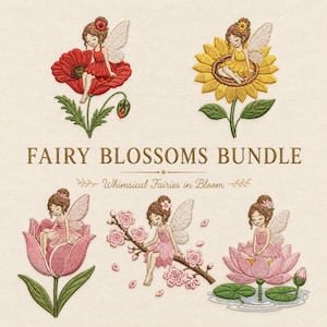 Fee Blüten Bundle Stickdatei Blumen Pixie Sammlung Botanischer Fantasie Garten