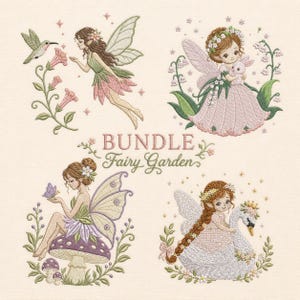 Fairy Garden Bundle Embroidery Design Woodland Pixie Floral Fantasy Collection Gift