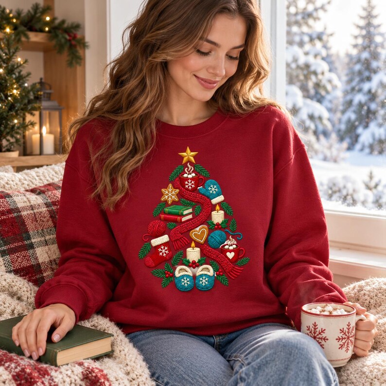 Problem Tree Visual Layout Christmas Tree Machine Embroidery Design, Cozy Books Mugs Stockings ...